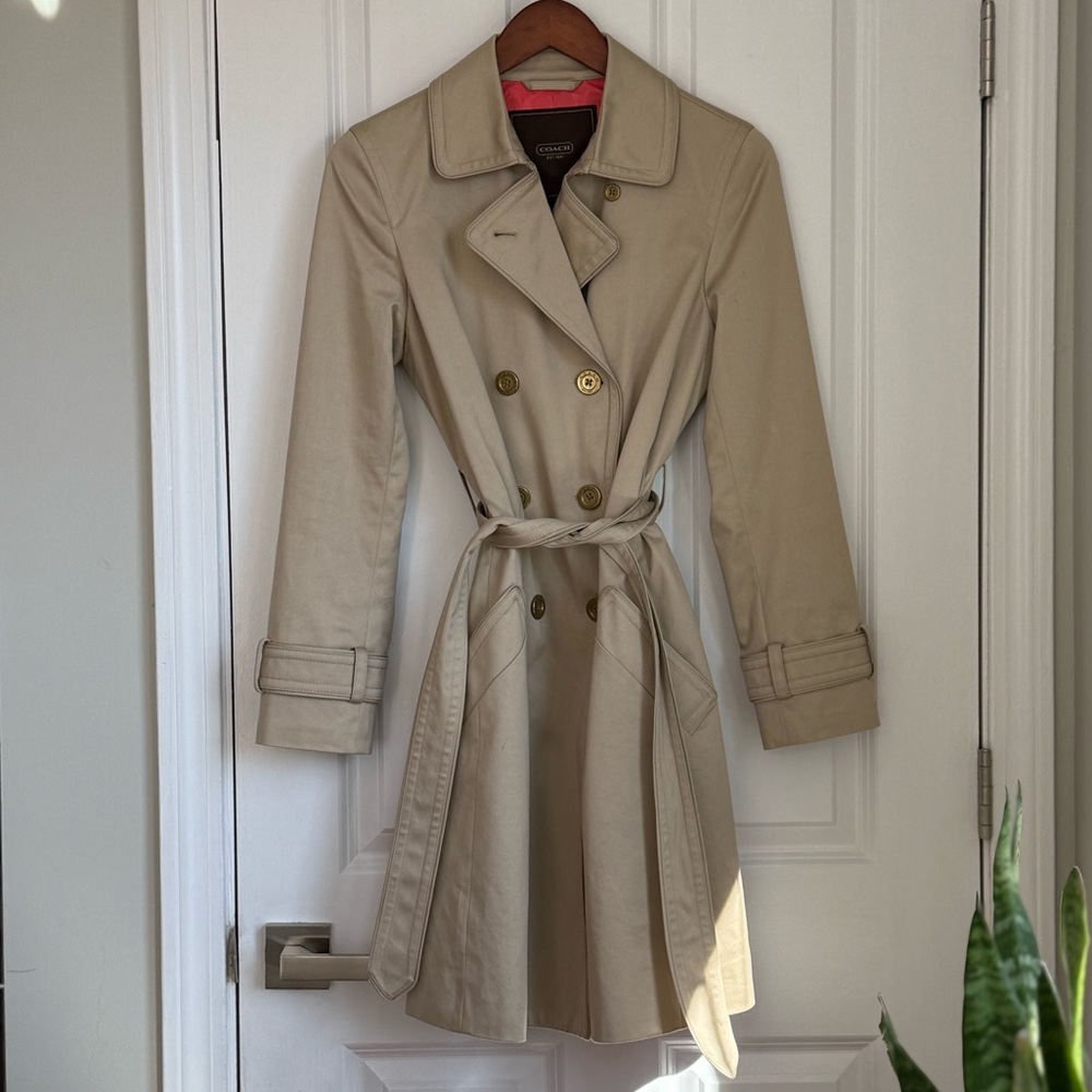 Vintage Coach 1941 Double Breasted Khaki Trench Coat Jacket